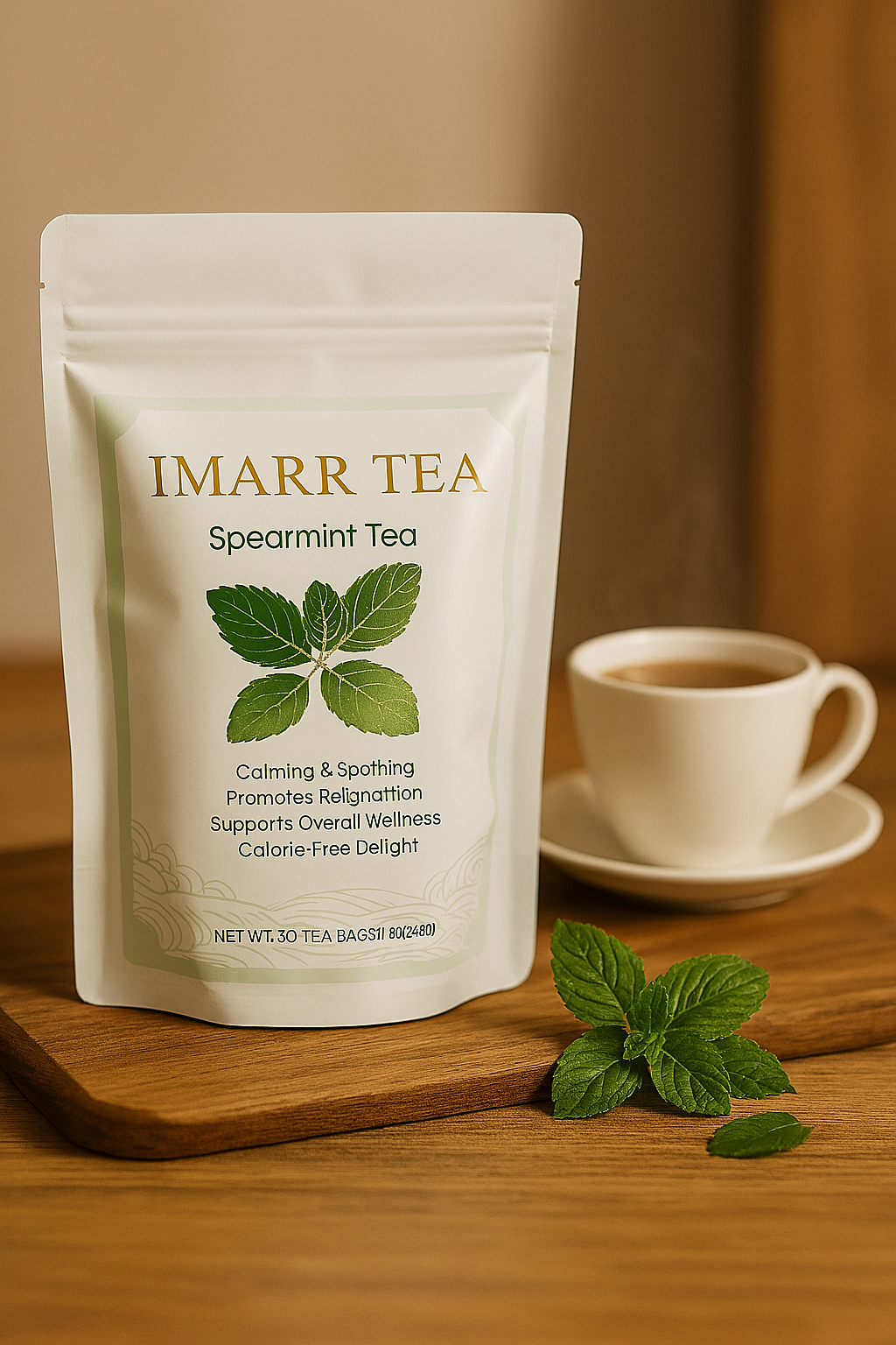 Pure Spearmint Herbal Tea – 30 Tea Bags | Caffeine-Free Daily Mint Tea for Relaxation, Digestion & Wellness | Imarr Tea
