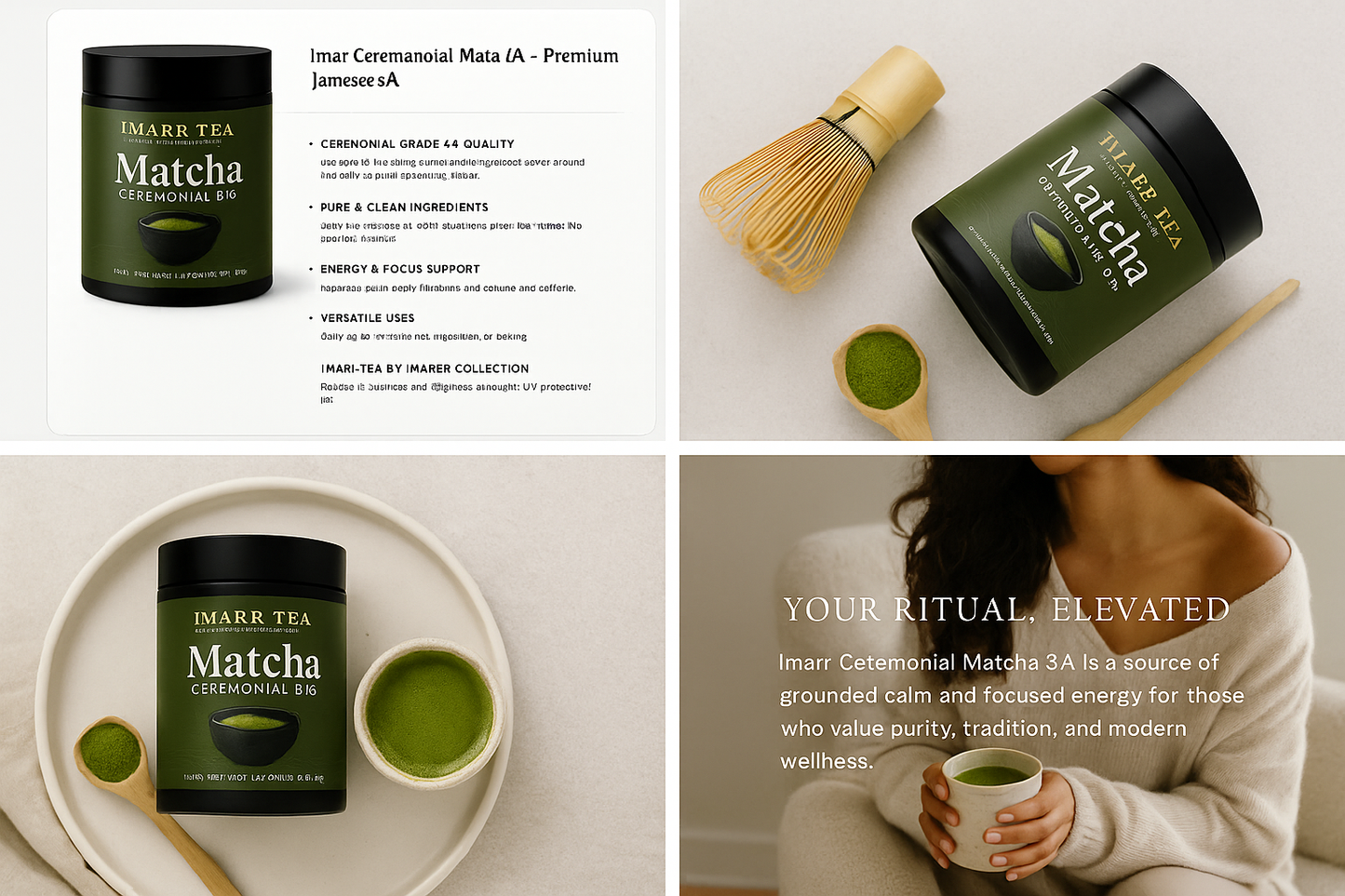 Imarr Organic Ceremonial Matcha Tea – Premium Japanese Green Tea Powder (60g, Grade AAA)