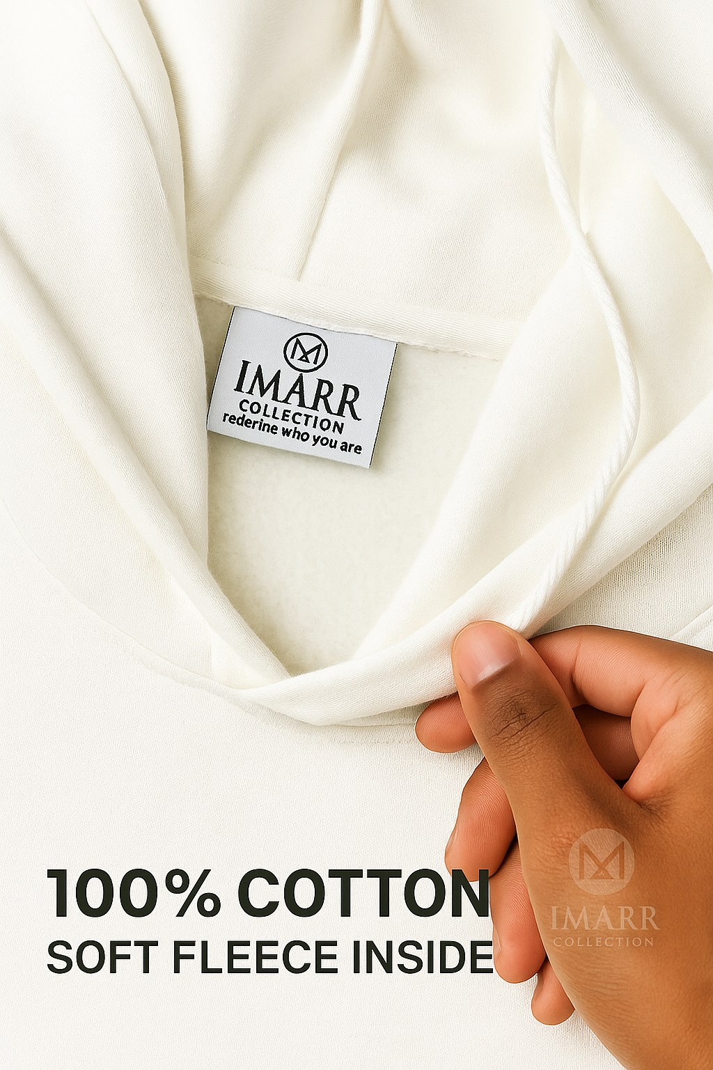 Imarr Collection Unisex Hoodie – 100% Cotton Fleece Lined Sweatshirt, Heavyweight Pullover with Pocket, Cropped Fit, Everyday Casual Wear