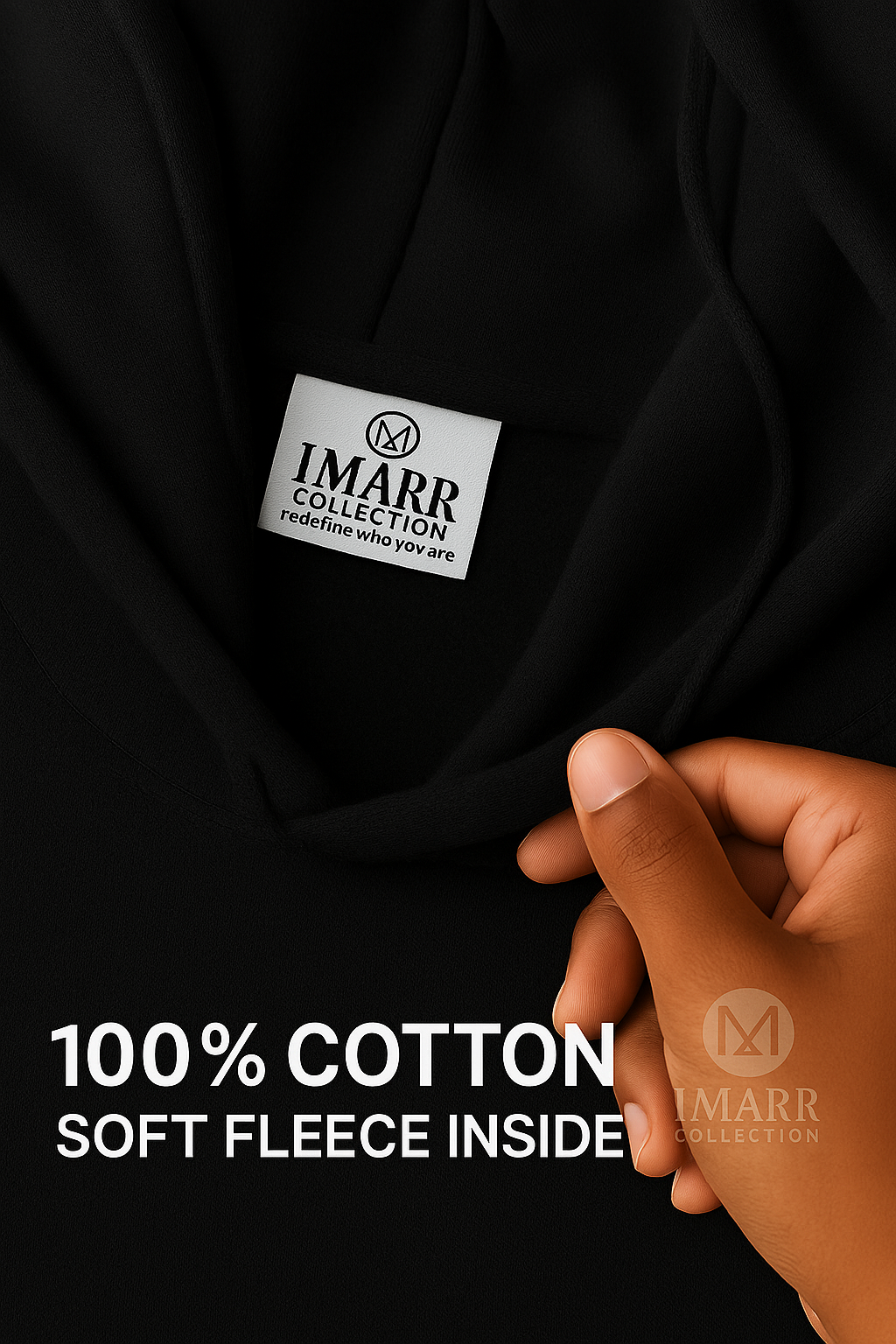 Imarr Collection Unisex Hoodie – 100% Cotton Fleece Lined Sweatshirt, Heavyweight Pullover with Pocket, Cropped Fit, Everyday Casual Wear