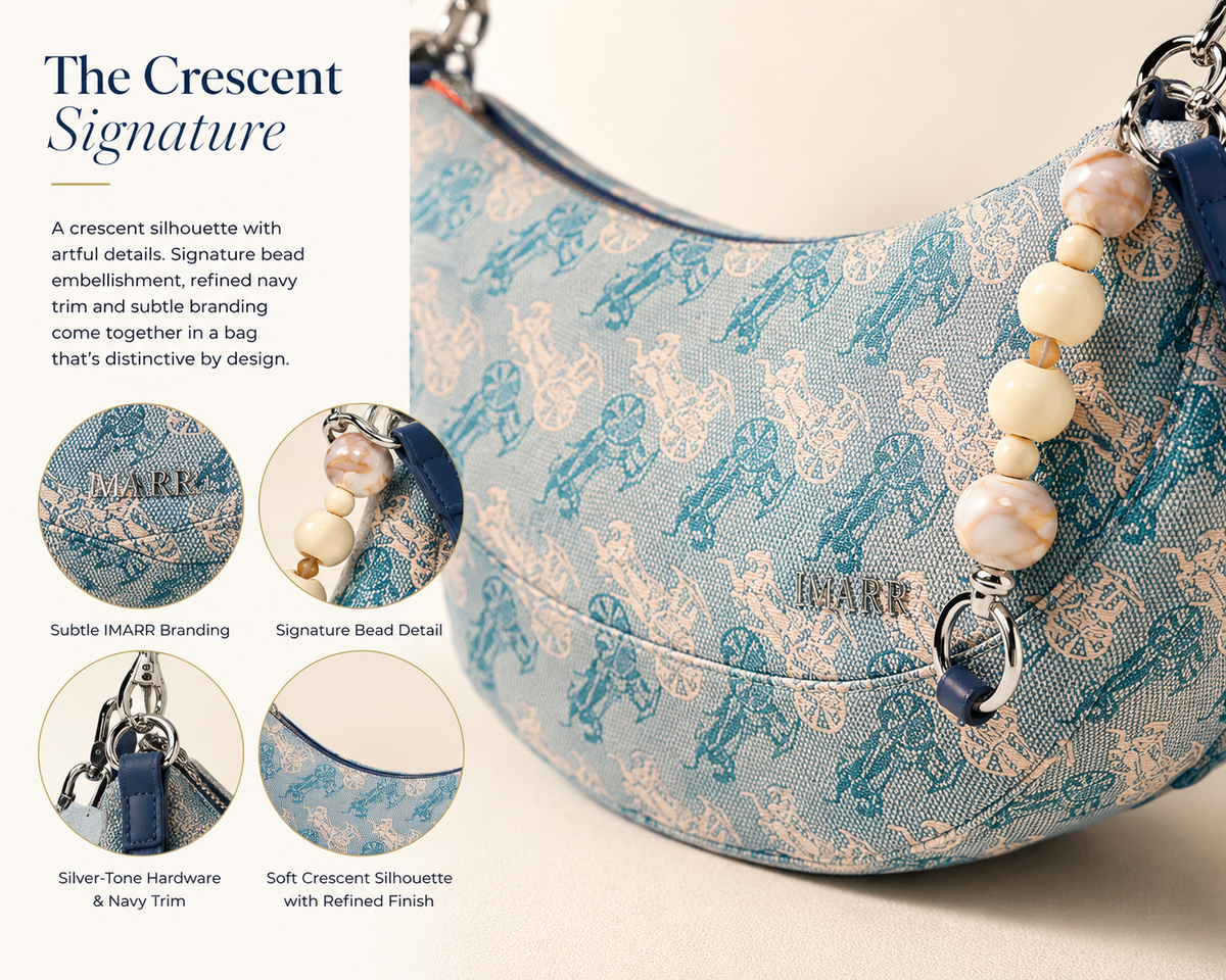 Crescent Luxe Beaded-Handle Shoulder Bag