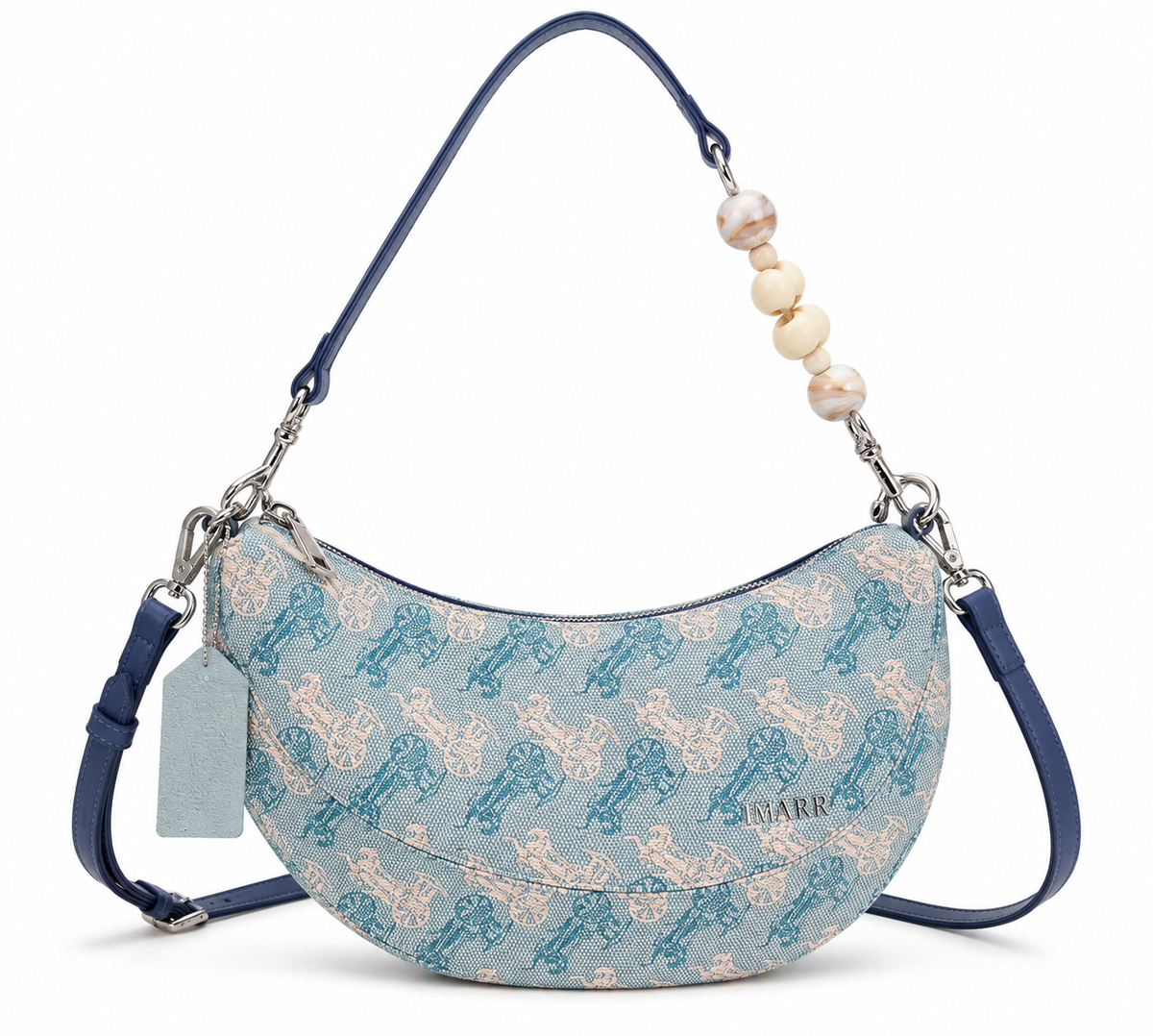 Crescent Luxe Beaded-Handle Shoulder Bag