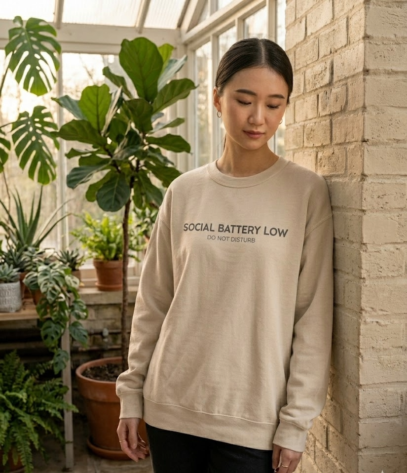 Crewneck Sweatshirt - "Social Battery Low"